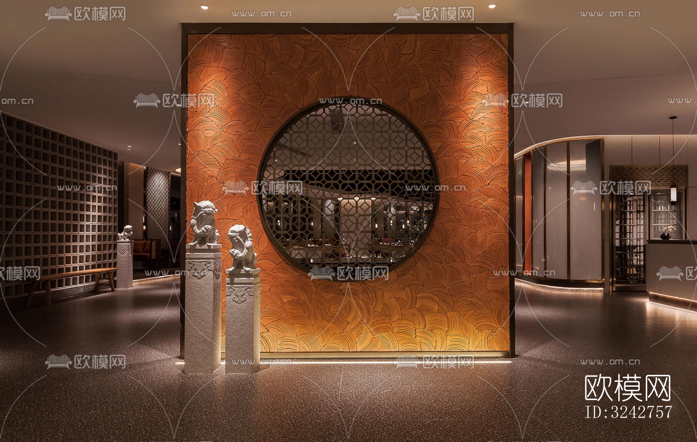 新中式中餐厅效果图下载（渲染图18）