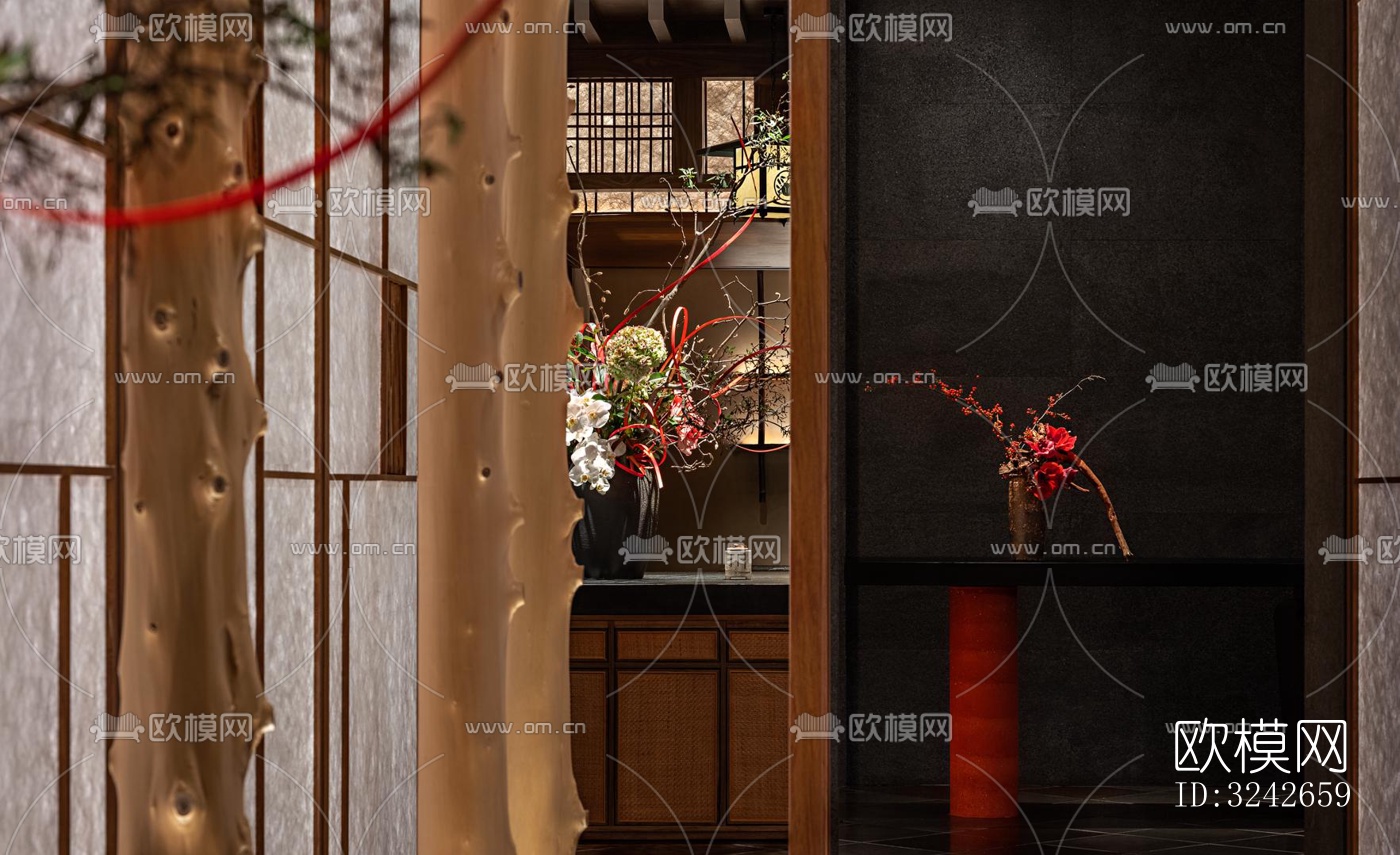 新中式中餐厅效果图下载（渲染图16）