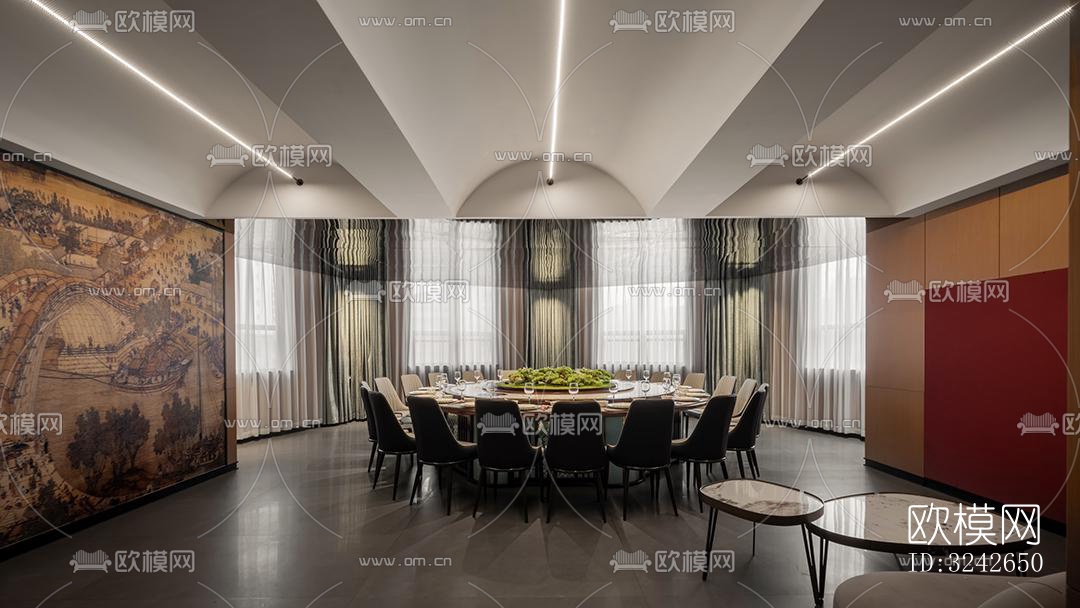 新中式中餐厅效果图下载（渲染图11）