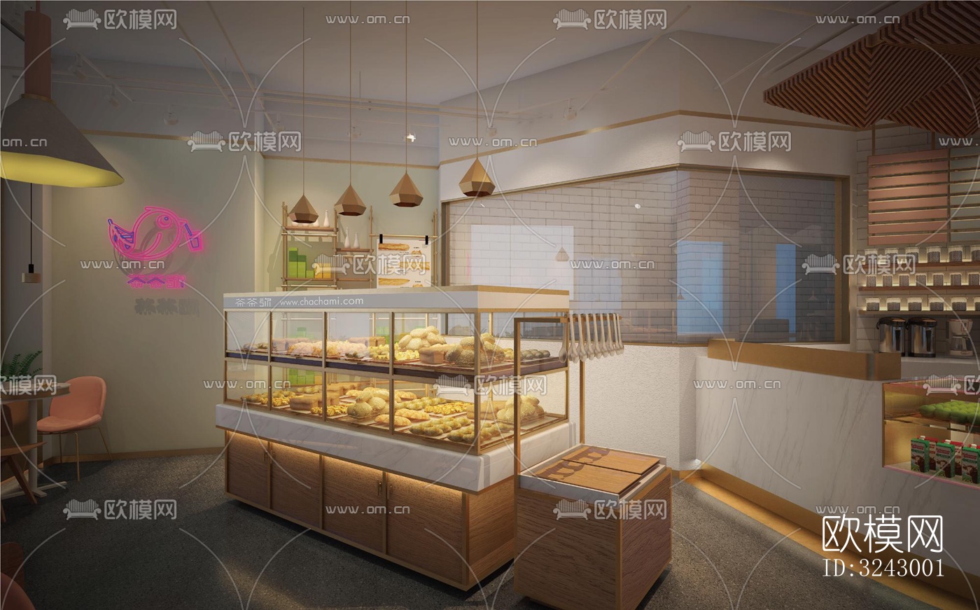 北欧咖啡奶茶效果图下载（渲染图3）