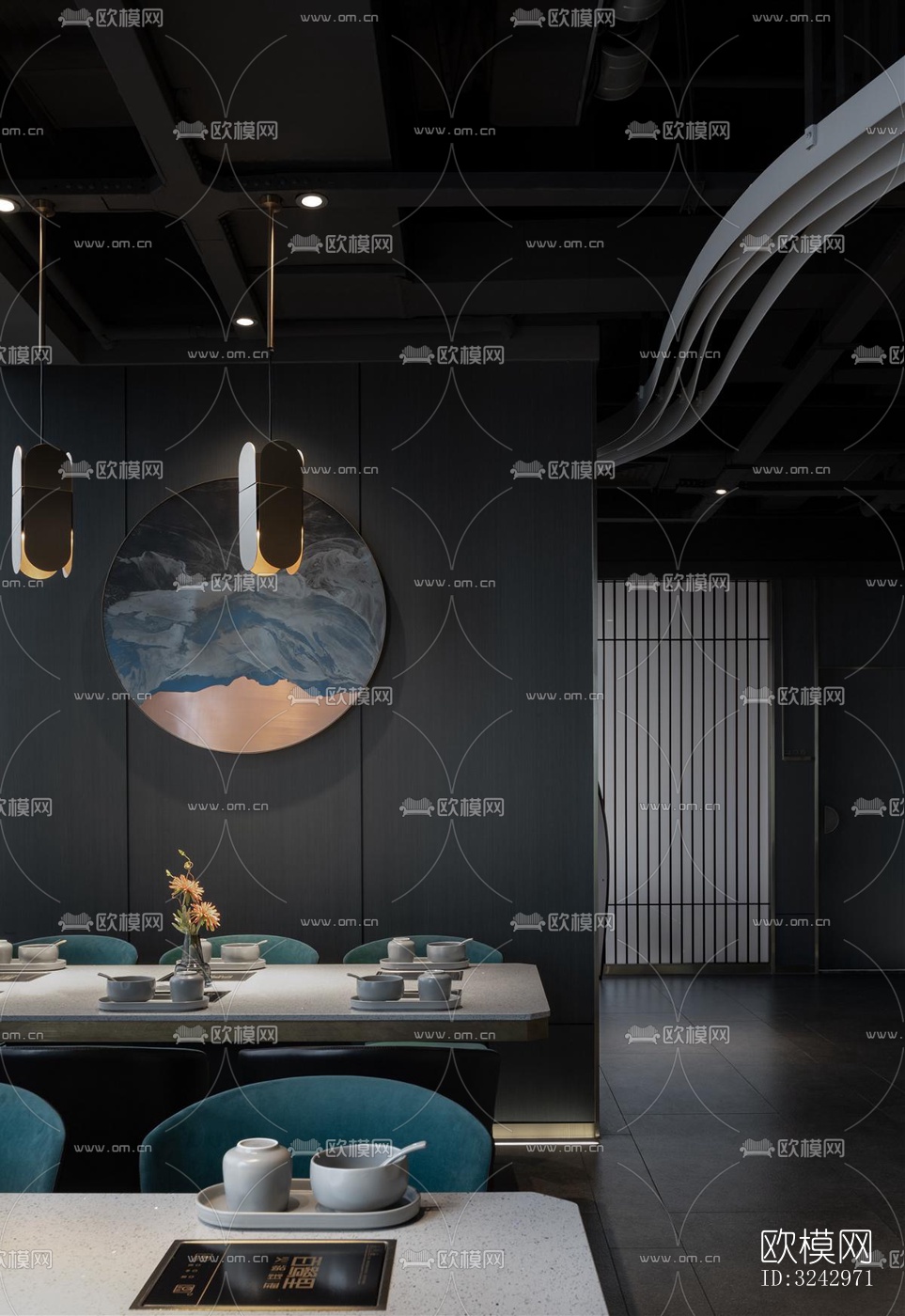 现代中餐厅效果图下载（渲染图3）