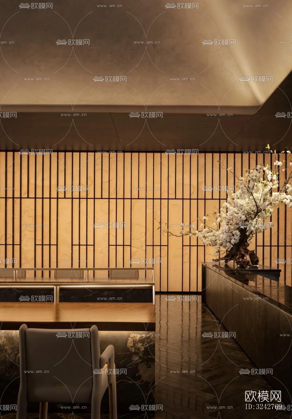 新中式中餐厅效果图下载（渲染图17）