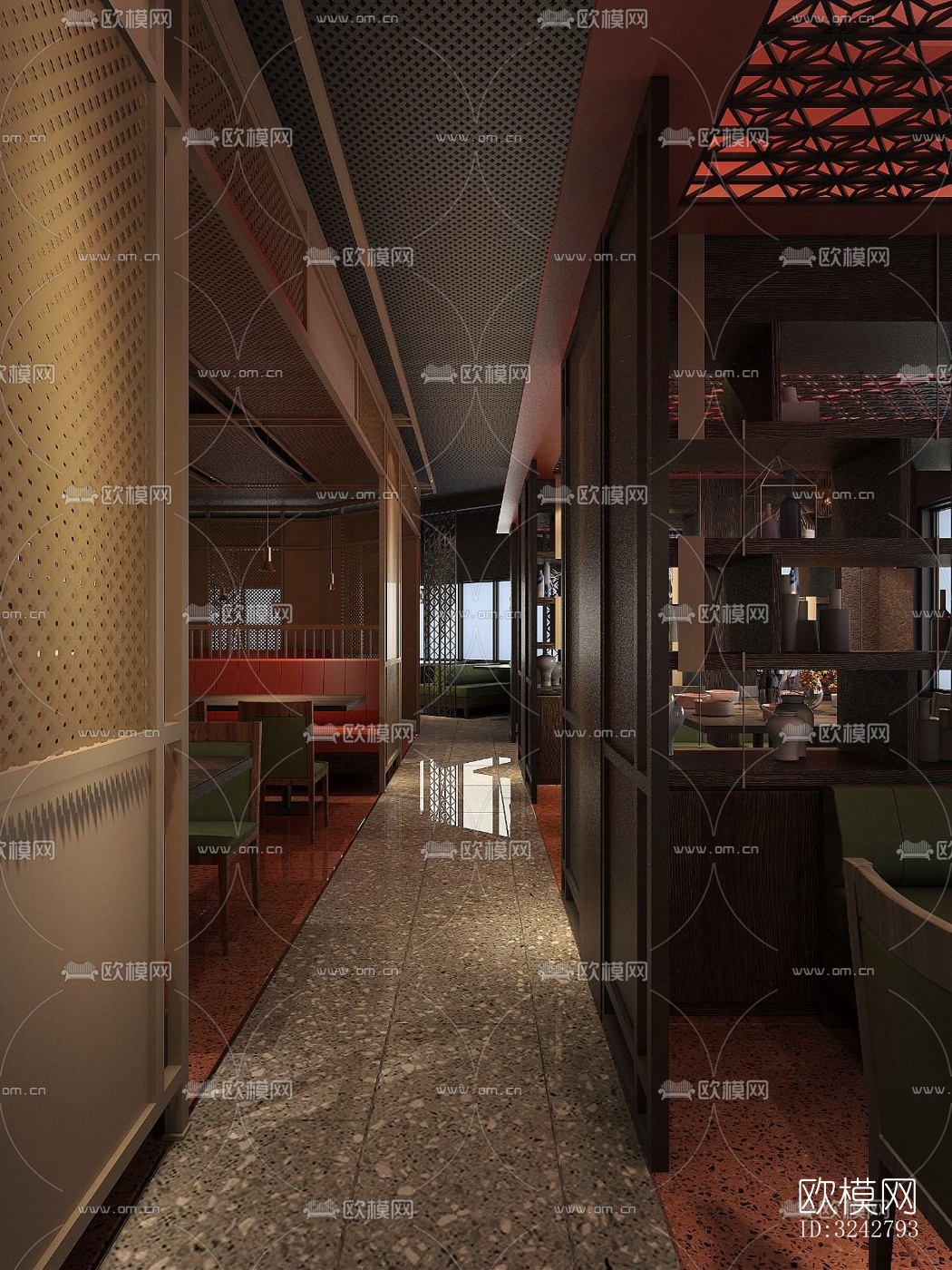 新中式中餐厅效果图下载（渲染图8）