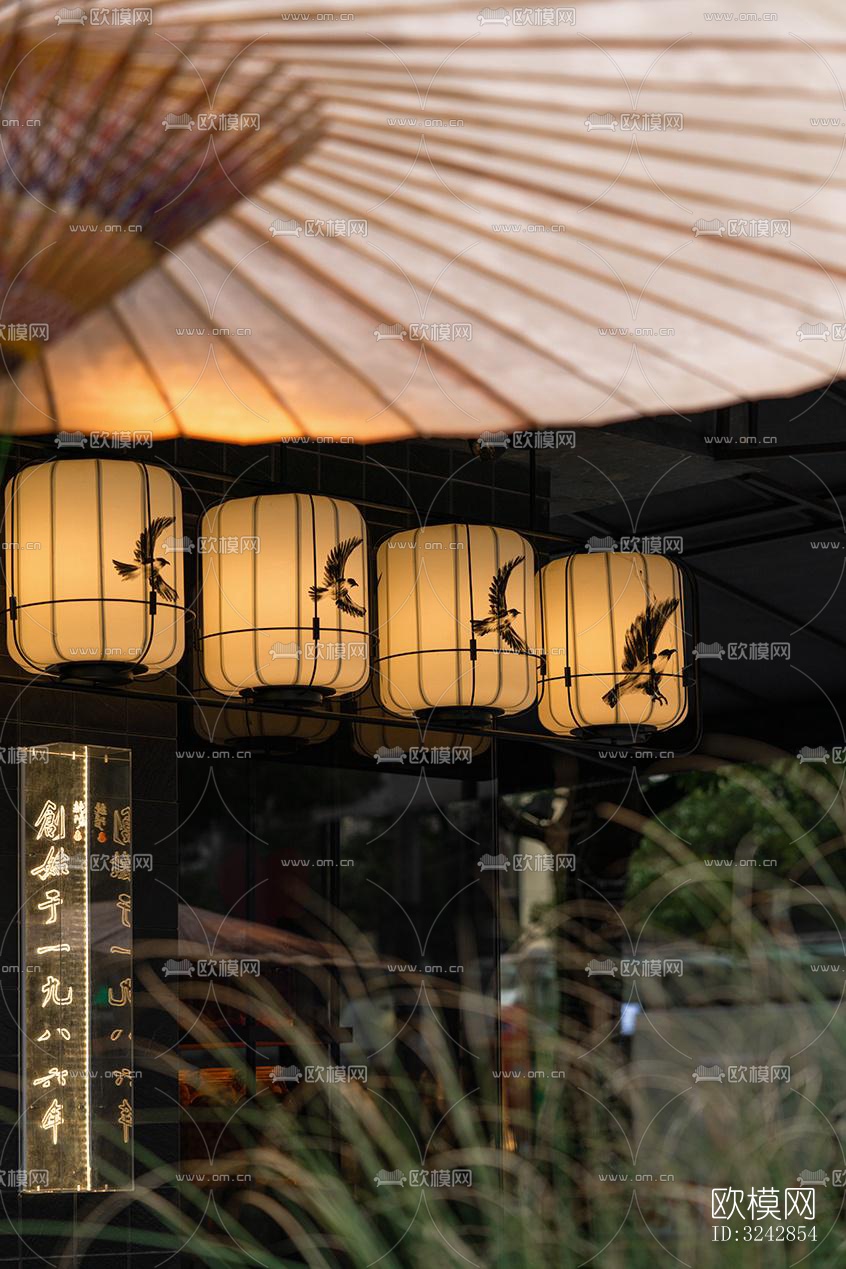 新中式中餐厅效果图下载（渲染图13）