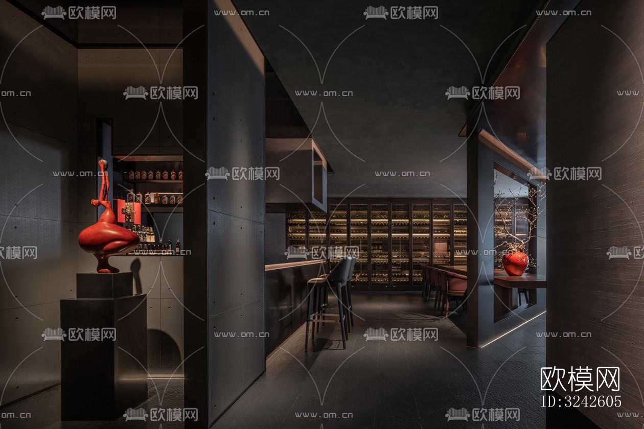 新中式中餐厅效果图下载（渲染图1）