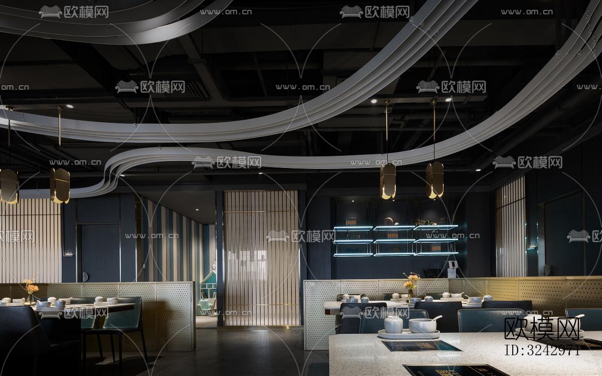 现代中餐厅效果图下载（渲染图18）