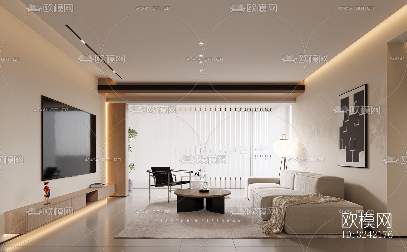 现代客餐厅效果图下载（渲染图6）