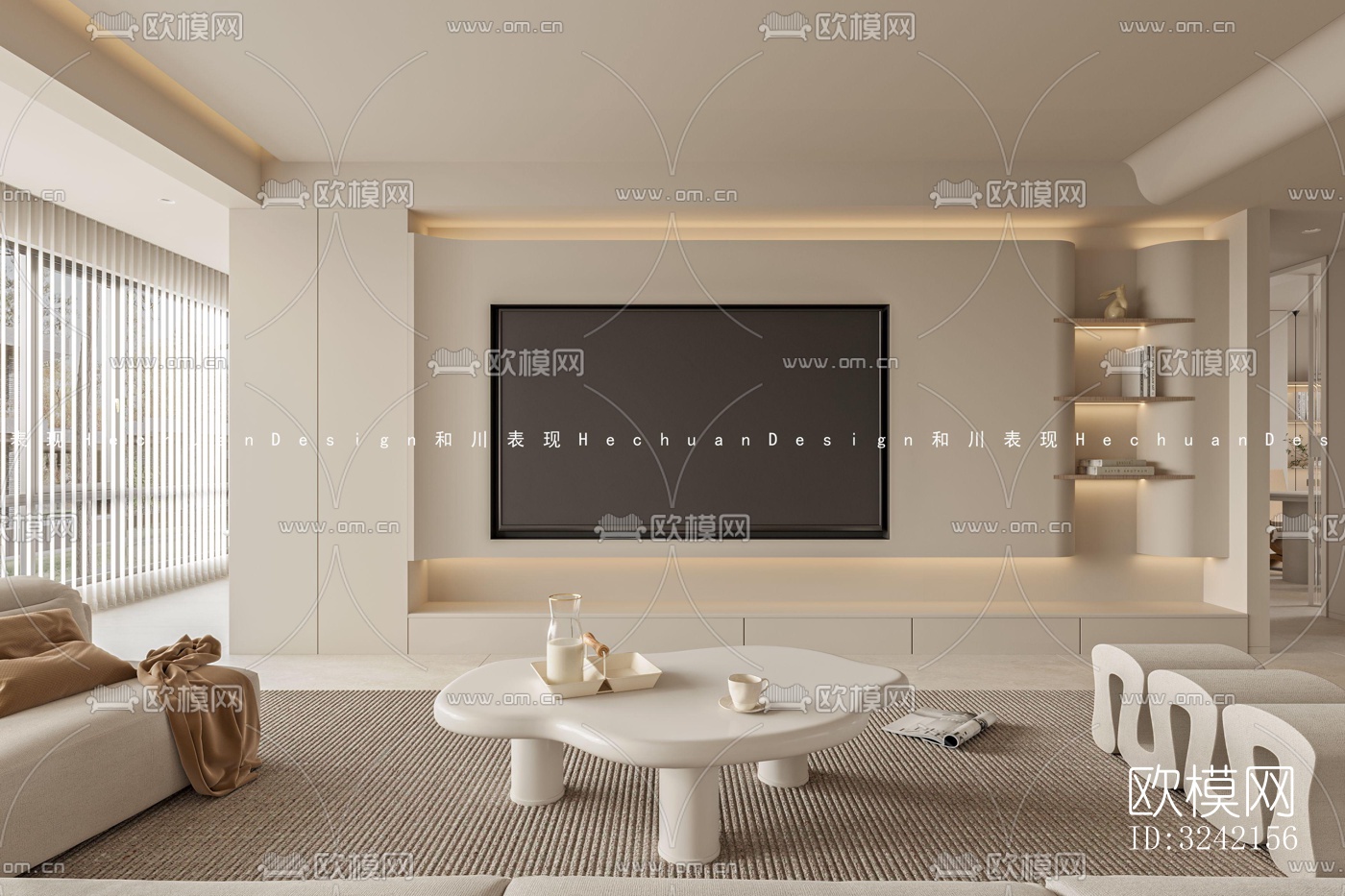 现代客餐厅效果图下载（渲染图5）