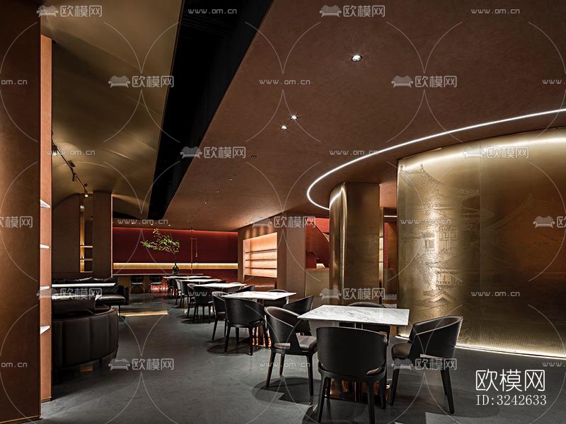 新中式中餐厅效果图下载（渲染图4）