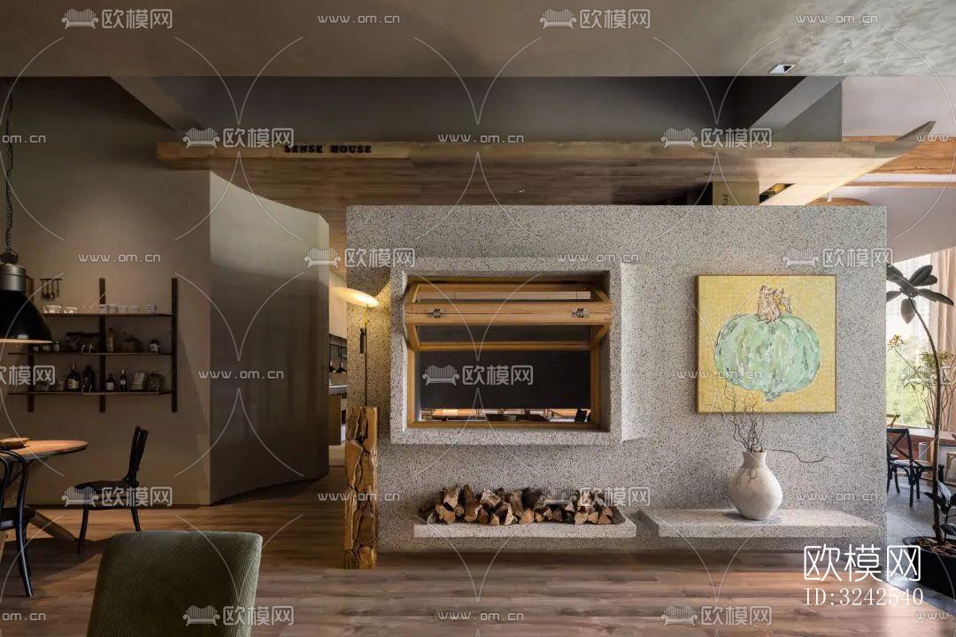 侘寂中餐厅效果图下载（渲染图2）