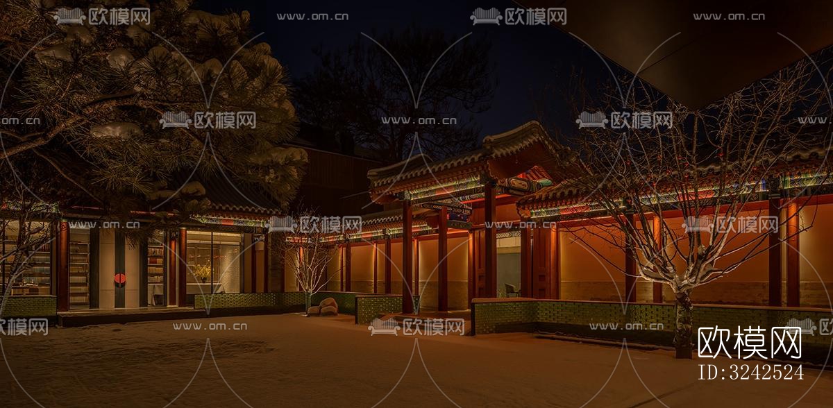 中式中餐厅效果图下载（渲染图3）