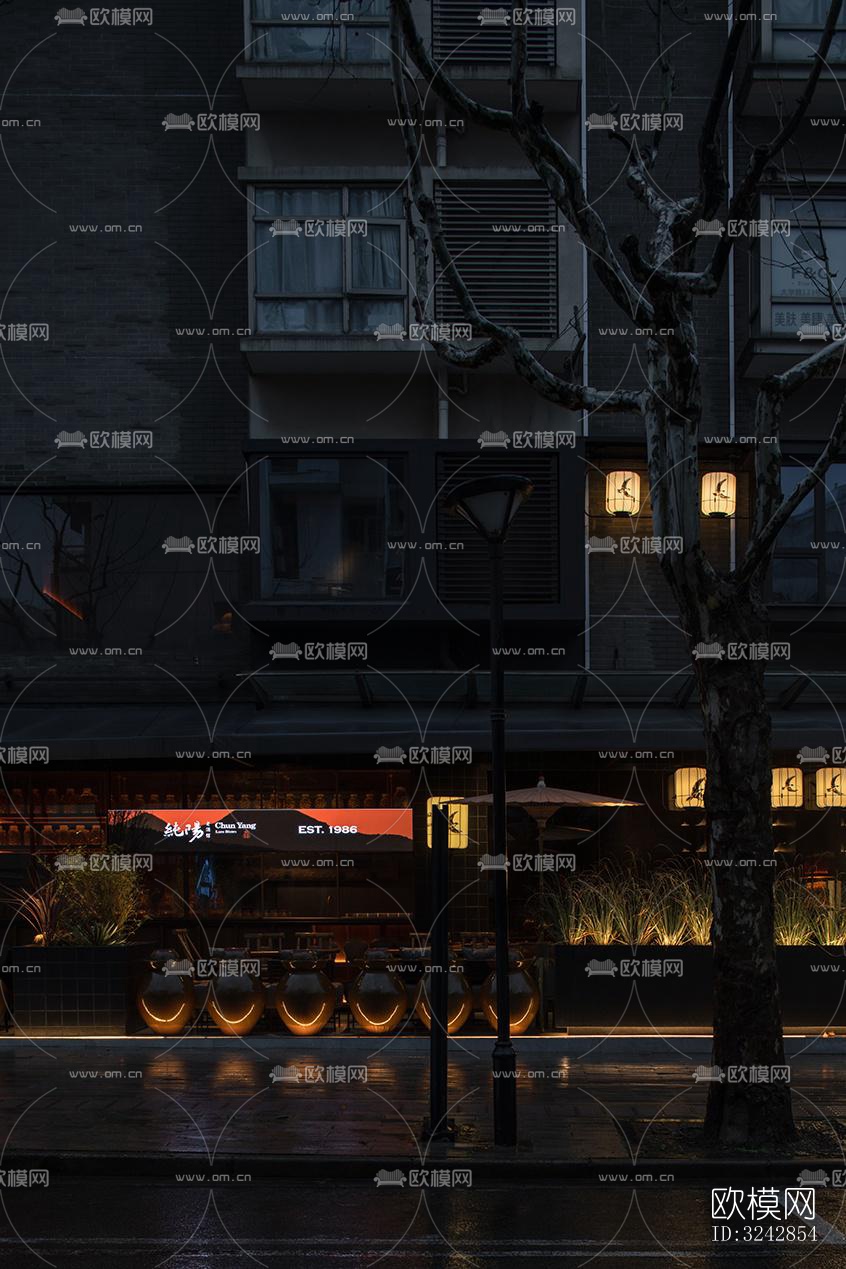 新中式中餐厅效果图下载（渲染图8）