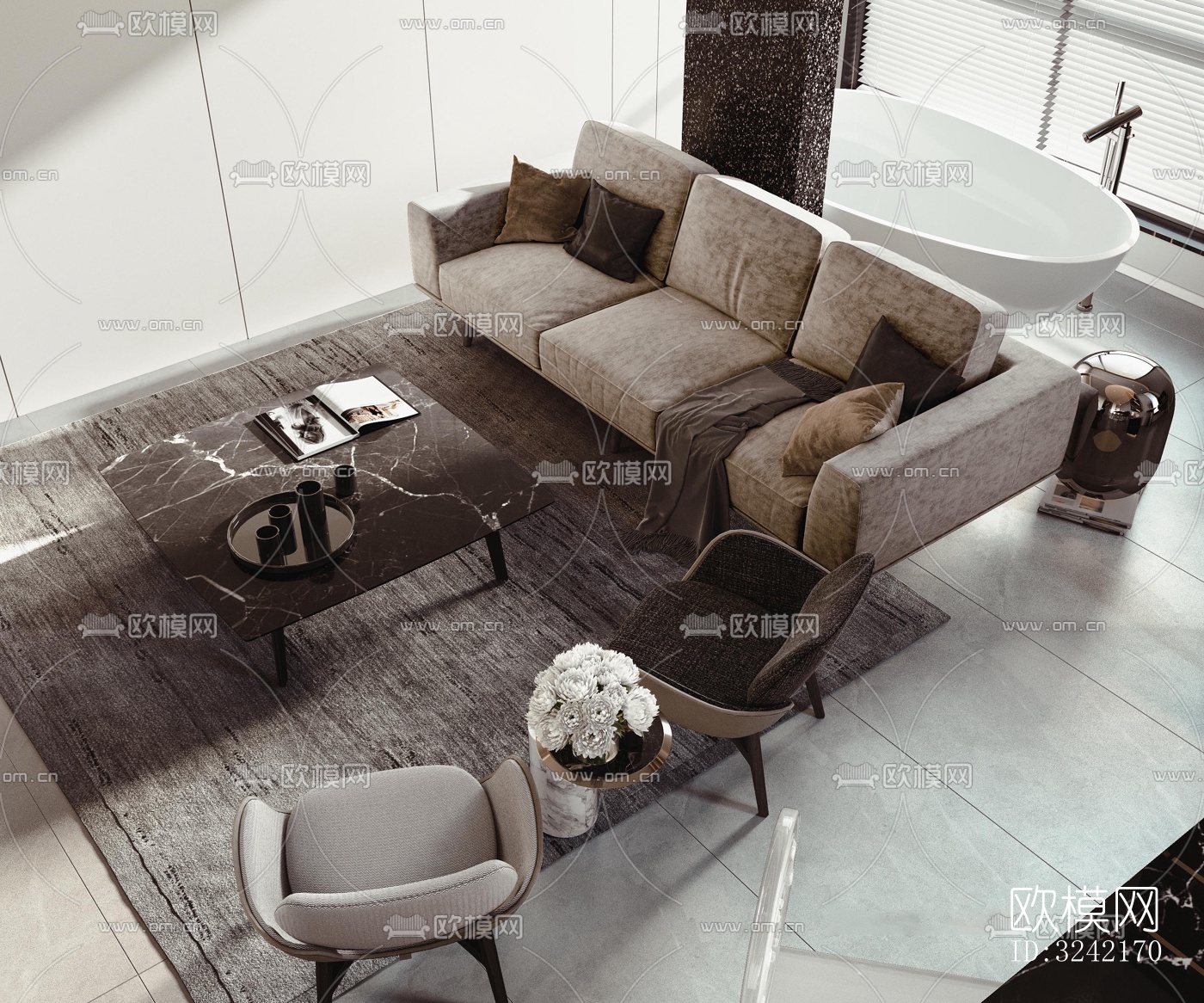 现代客餐厅效果图下载（渲染图6）