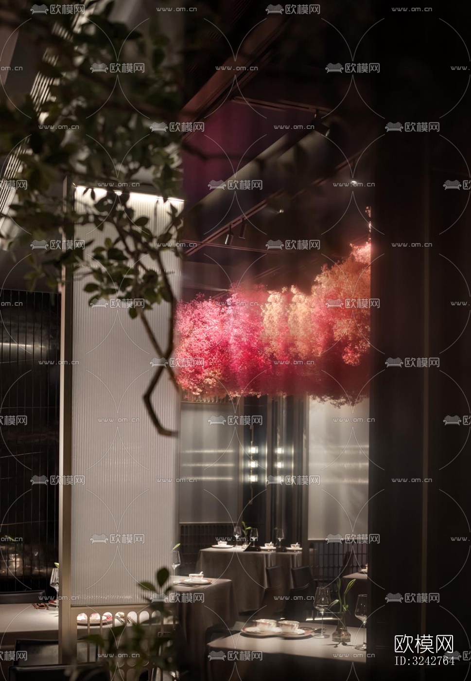 新中式中餐厅效果图下载（渲染图3）