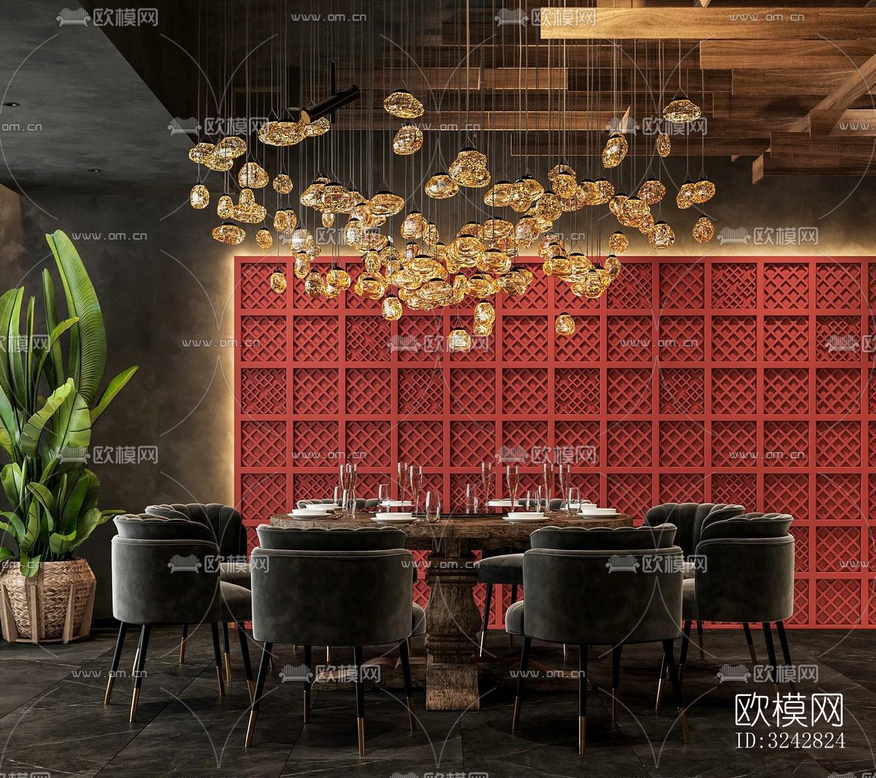 新中式中餐厅效果图下载（渲染图8）