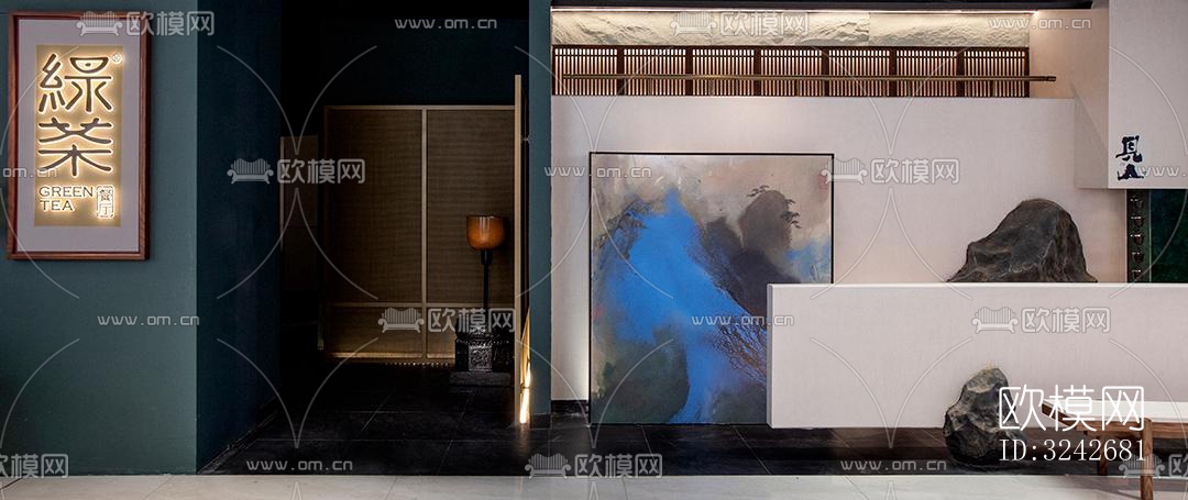 新中式中餐厅效果图下载（渲染图10）