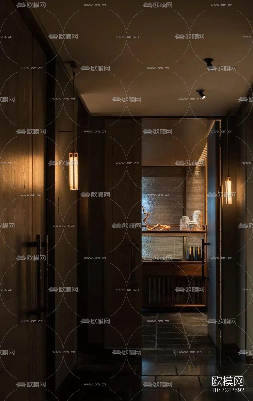 新中式中餐厅效果图下载（渲染图12）