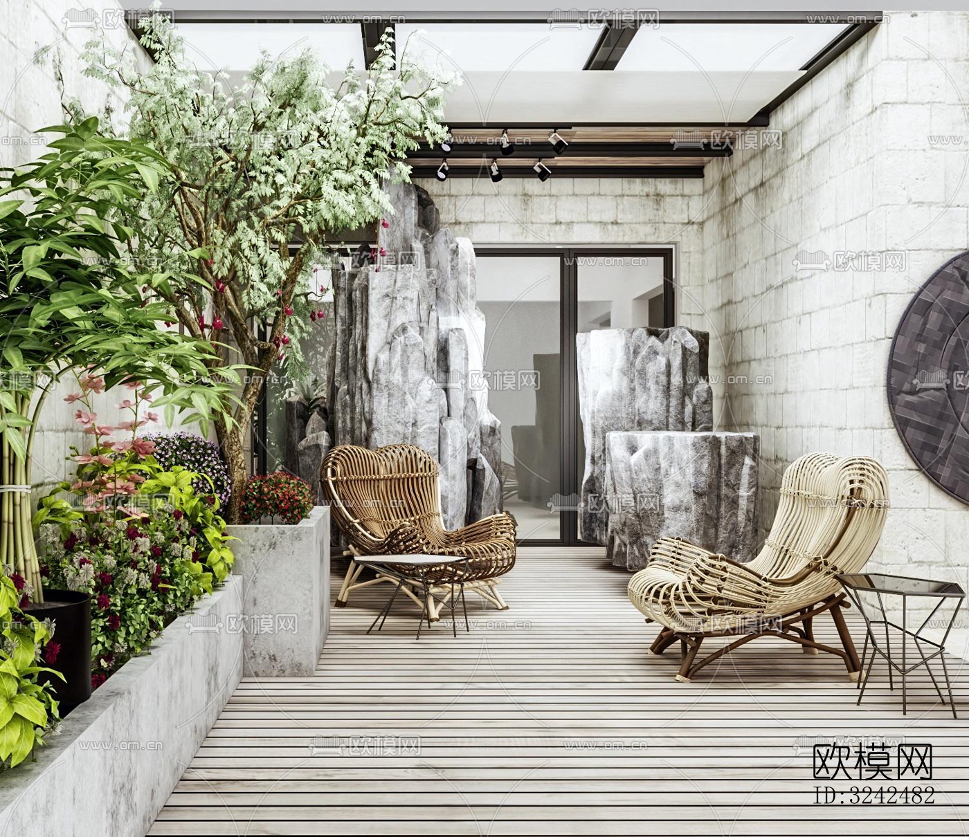 现代阳台花园效果图下载（渲染图5）