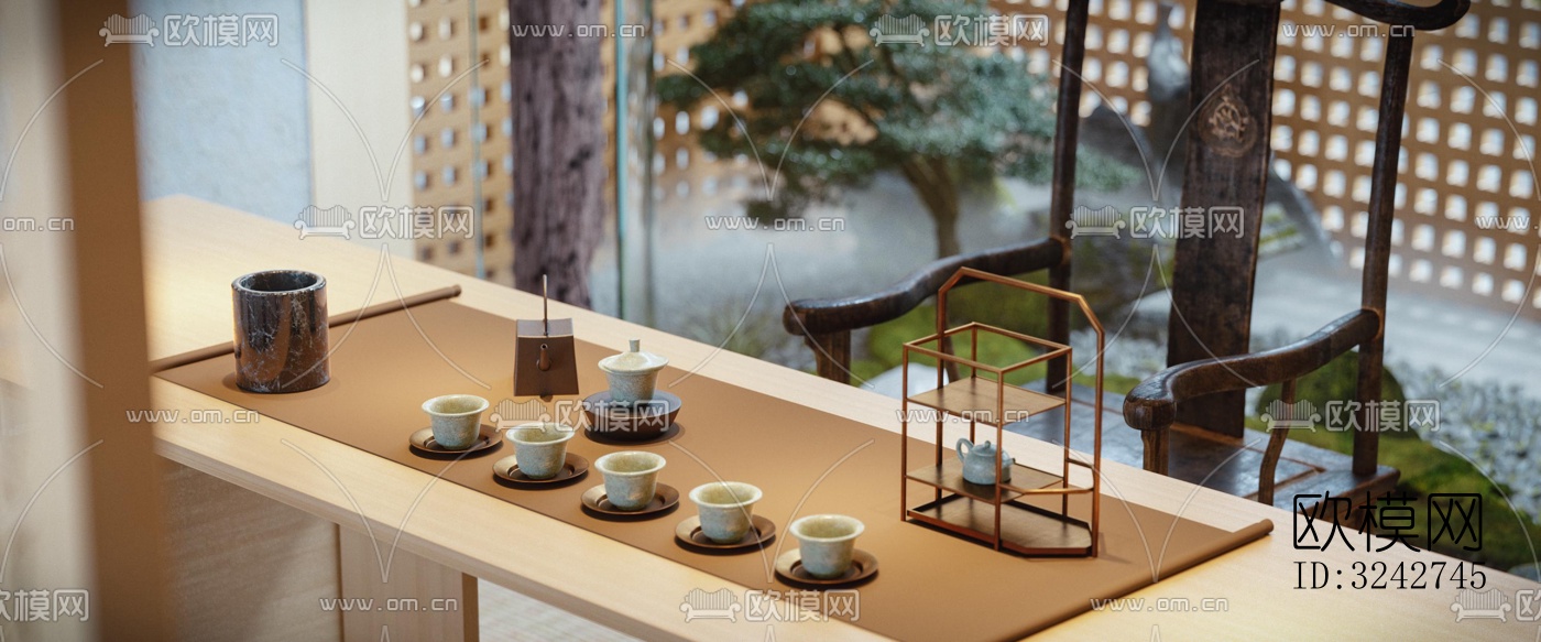 新中式中餐厅效果图下载（渲染图15）