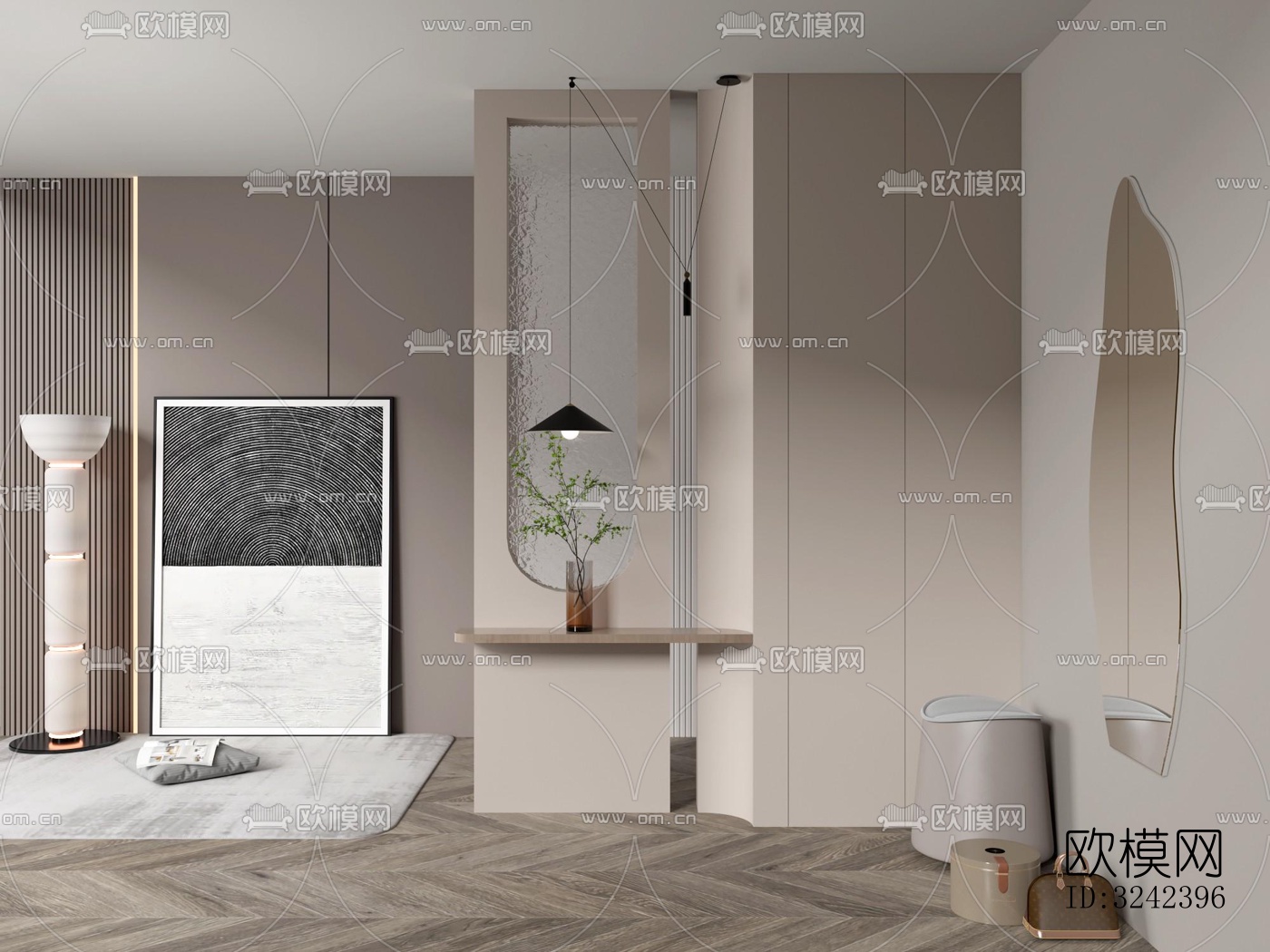 现代玄关过道效果图下载（渲染图5）