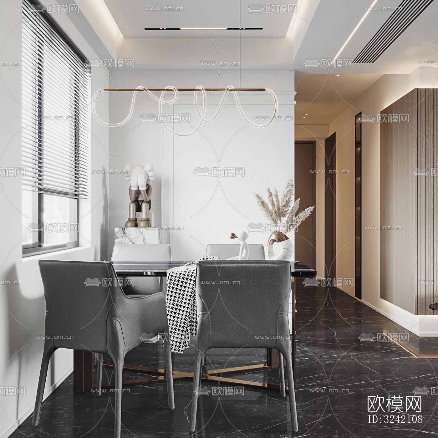 现代客餐厅效果图下载（渲染图6）