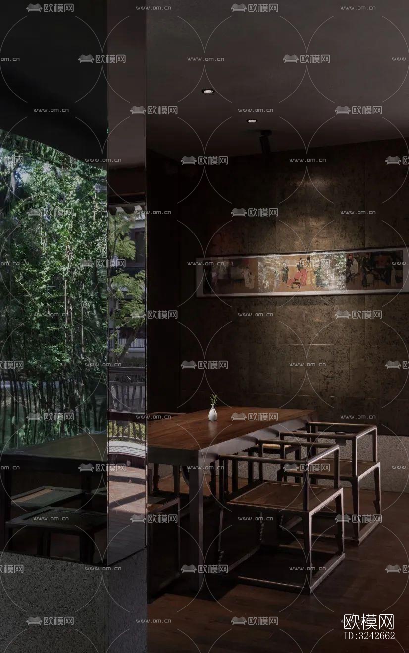 新中式中餐厅效果图下载（渲染图12）