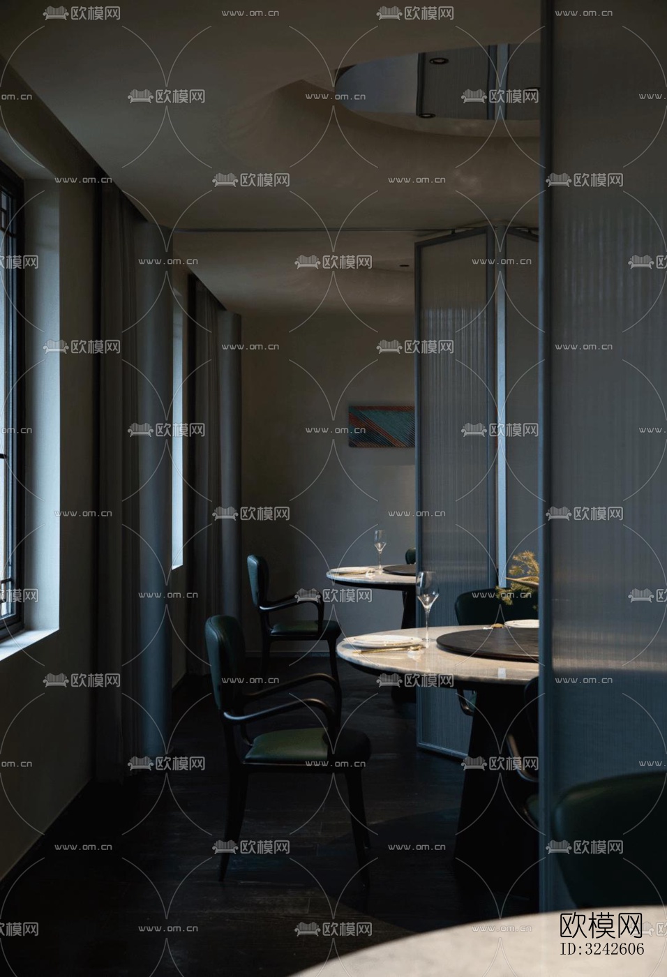 新中式中餐厅效果图下载（渲染图9）