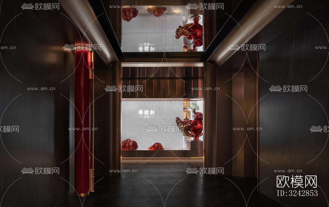 新中式中餐厅效果图下载（渲染图6）