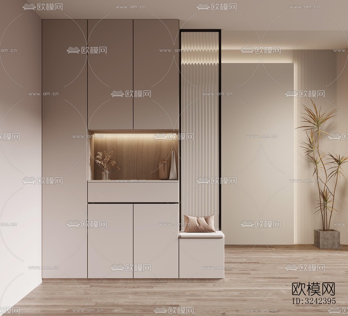 现代玄关过道效果图下载（渲染图2）