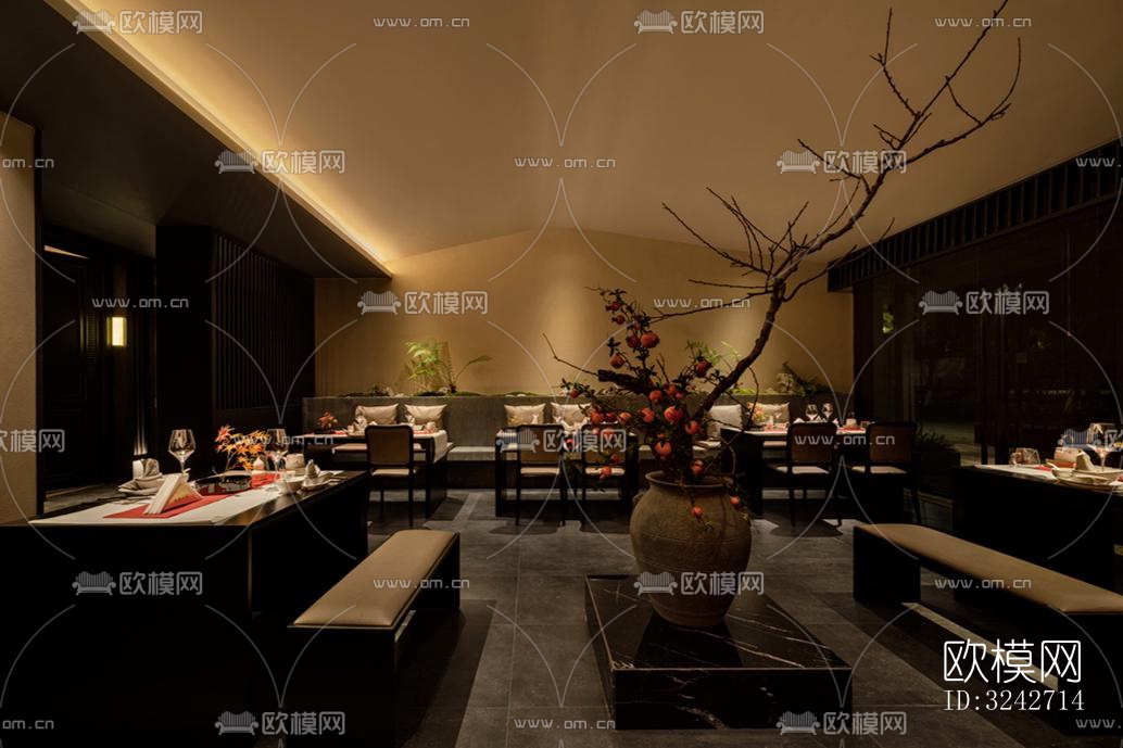 新中式中餐厅效果图下载（渲染图13）