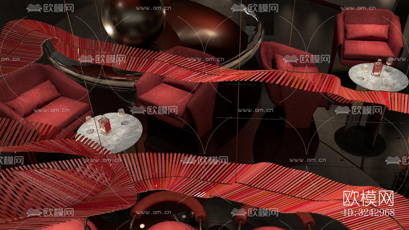 现代中餐厅效果图下载（渲染图2）