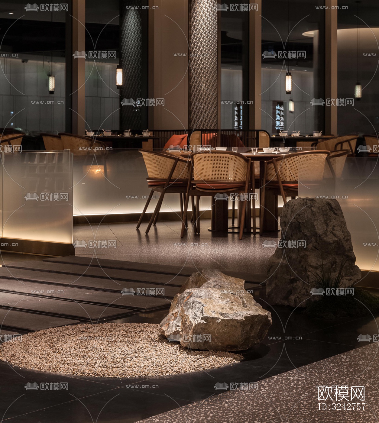 新中式中餐厅效果图下载（渲染图8）