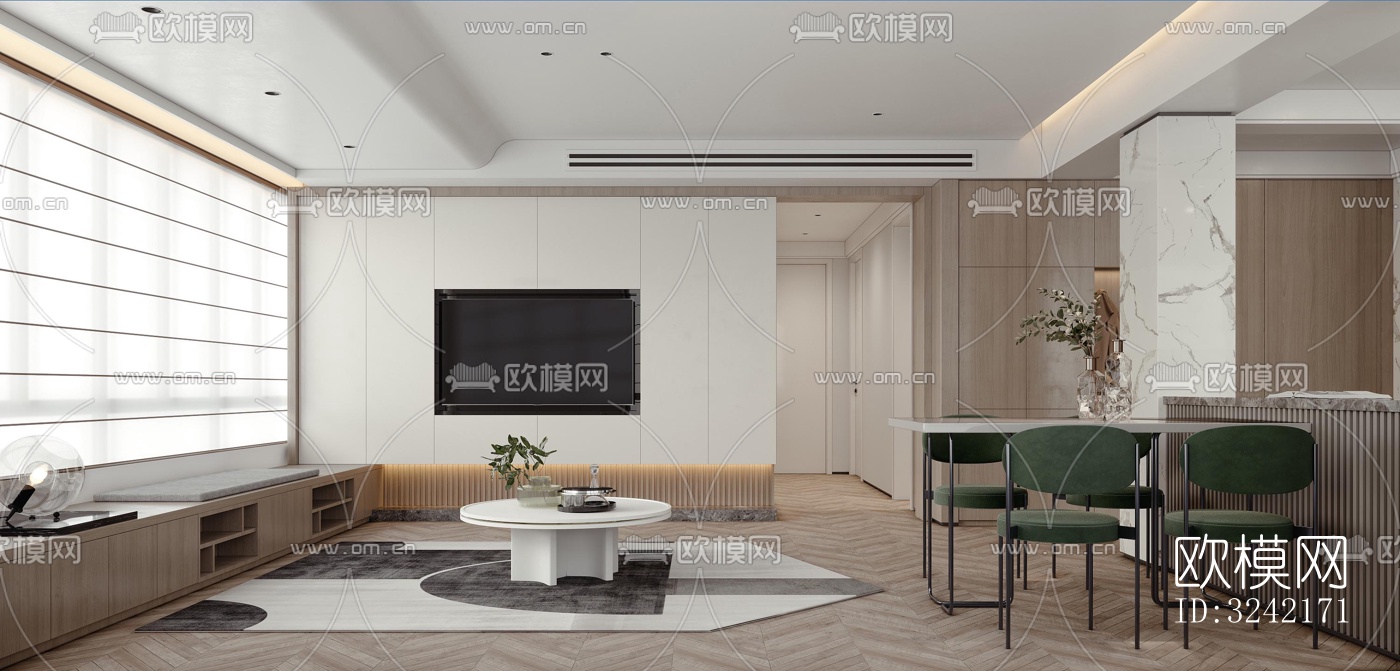 现代客餐厅效果图下载（渲染图3）