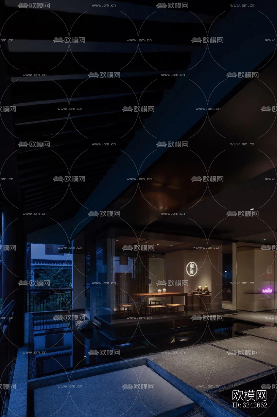 新中式中餐厅效果图下载（渲染图17）