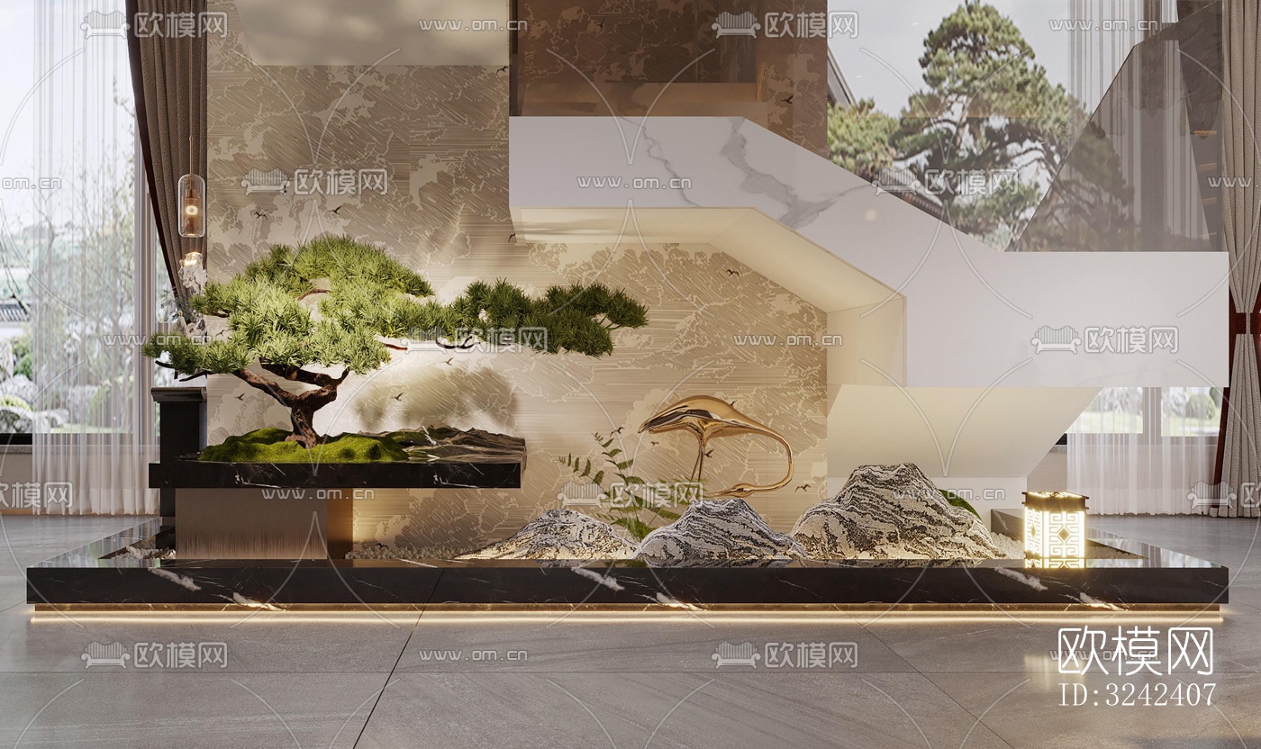 现代玄关过道效果图下载（渲染图4）