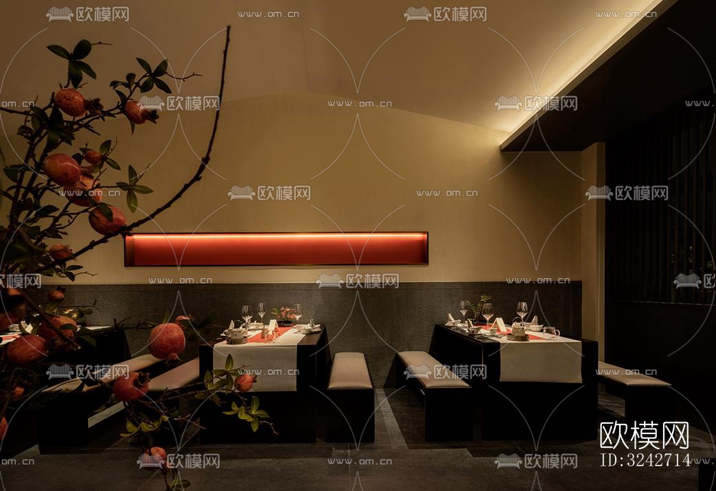 新中式中餐厅效果图下载（渲染图14）