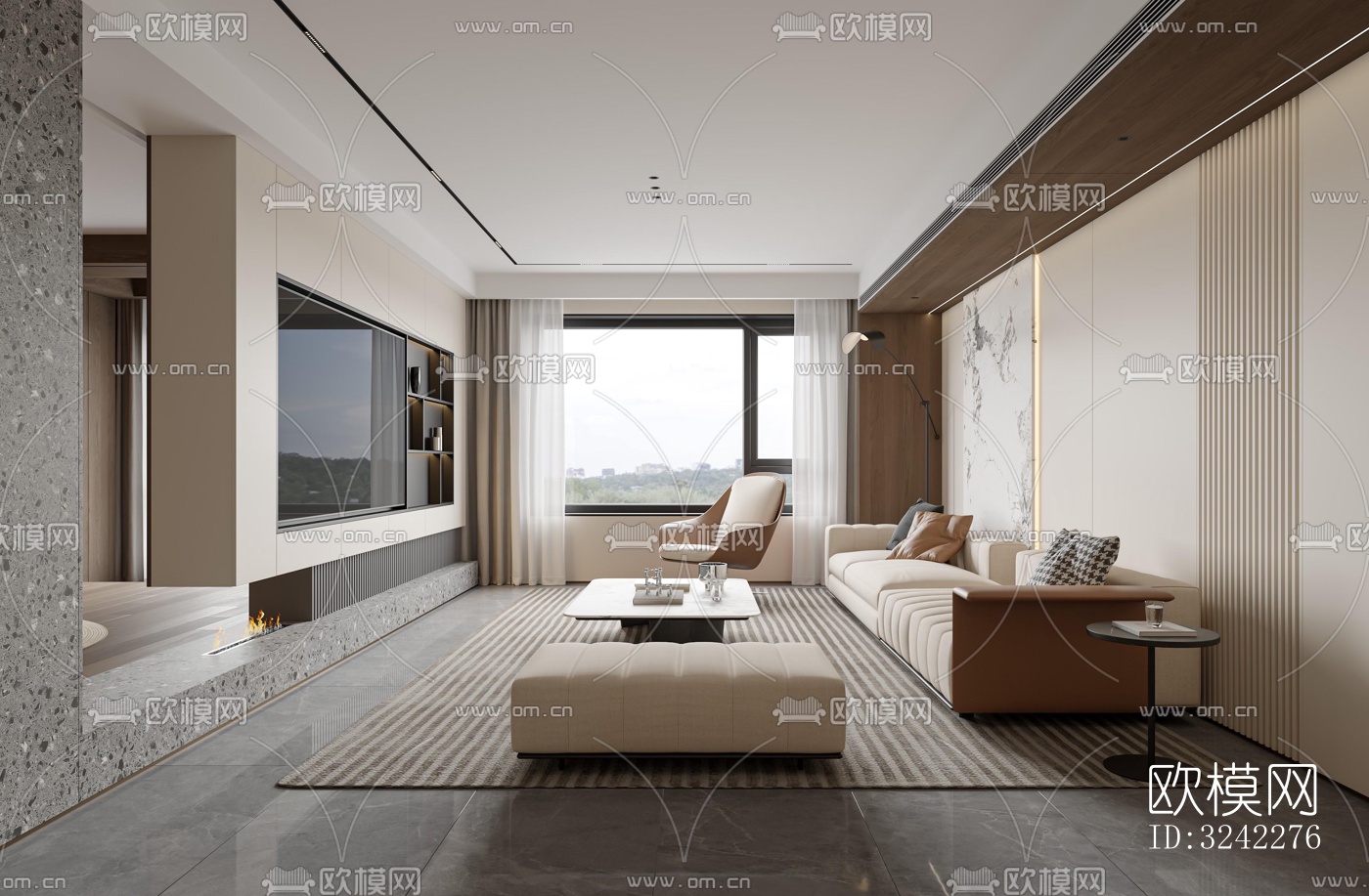 现代客餐厅效果图下载（渲染图2）