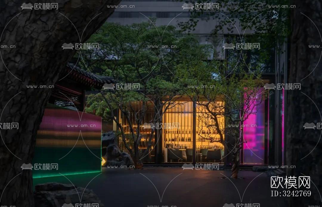 新中式中餐厅效果图下载（渲染图9）