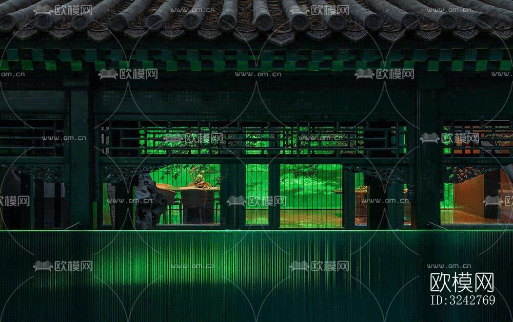 新中式中餐厅效果图下载（渲染图5）