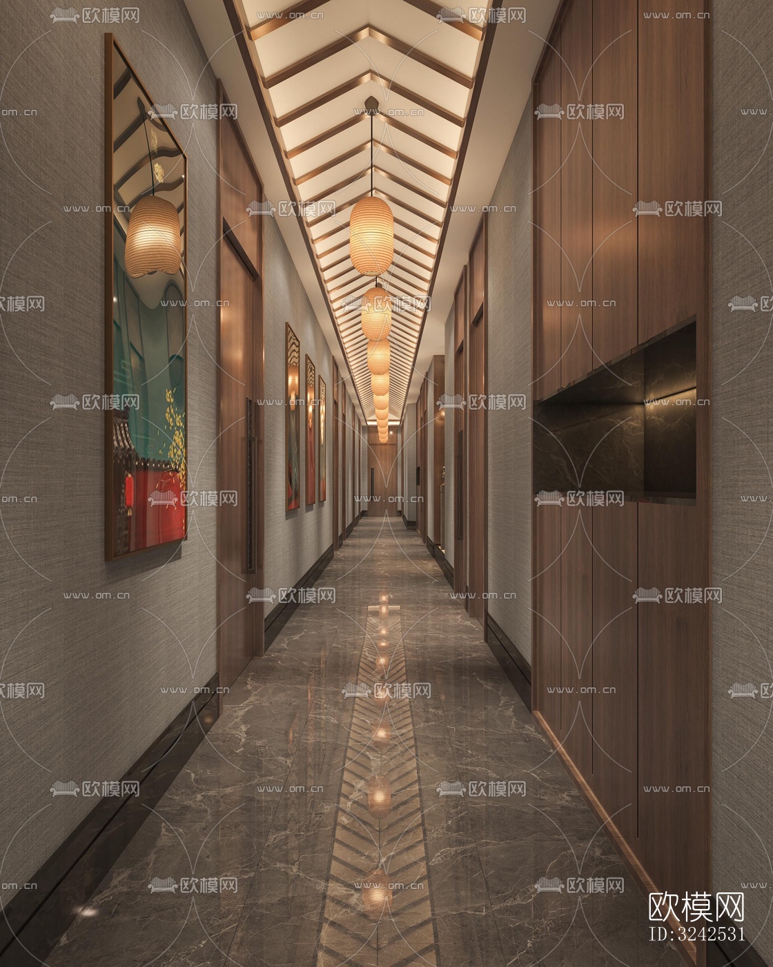 中式中餐厅效果图下载（渲染图7）