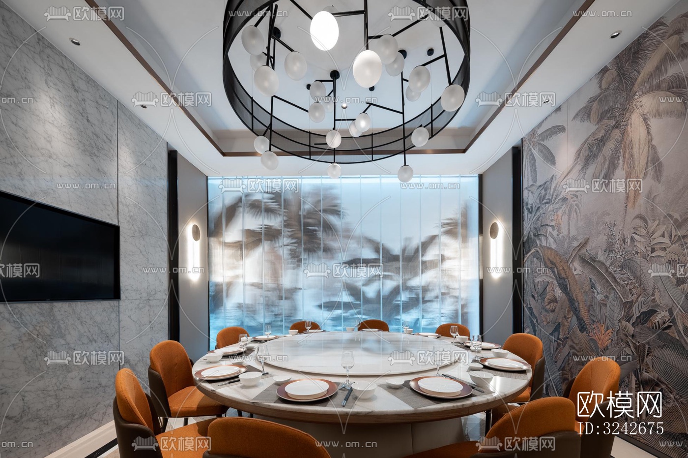 新中式中餐厅效果图下载（渲染图5）