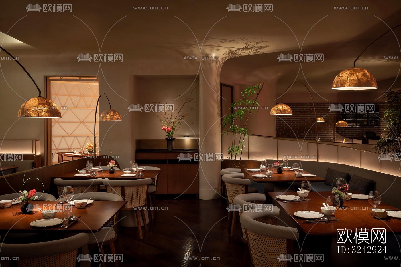 现代中餐厅效果图下载（渲染图1）