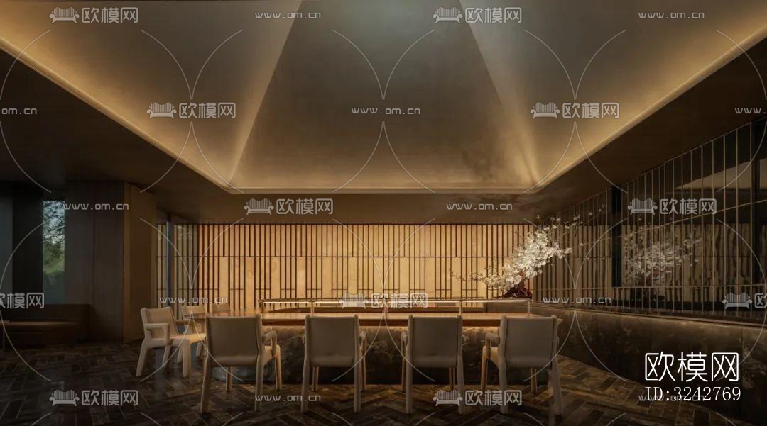 新中式中餐厅效果图下载（渲染图16）