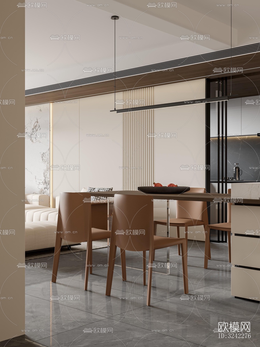 现代客餐厅效果图下载（渲染图8）