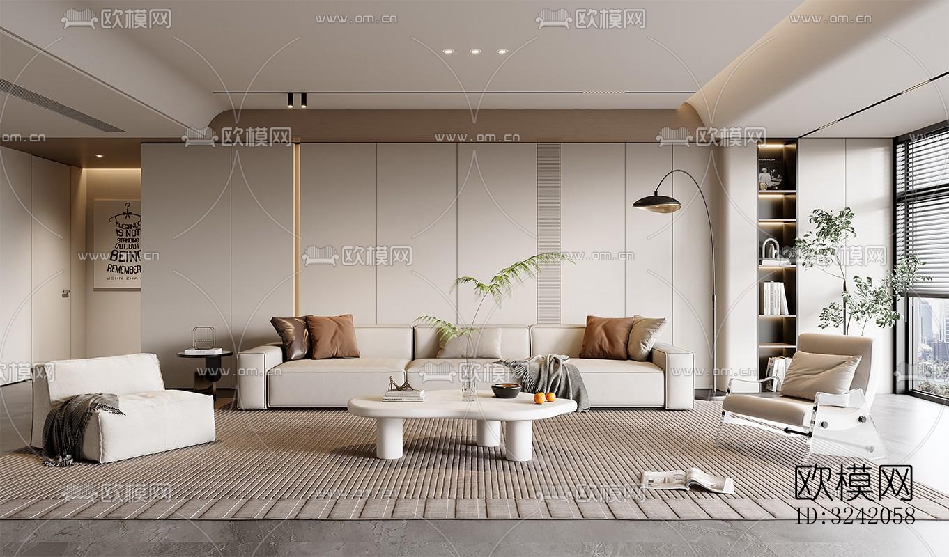 现代客厅效果图下载（渲染图2）