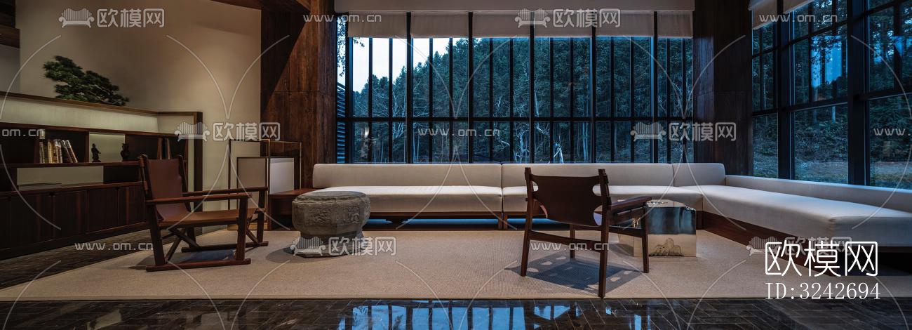 新中式中餐厅效果图下载（渲染图8）