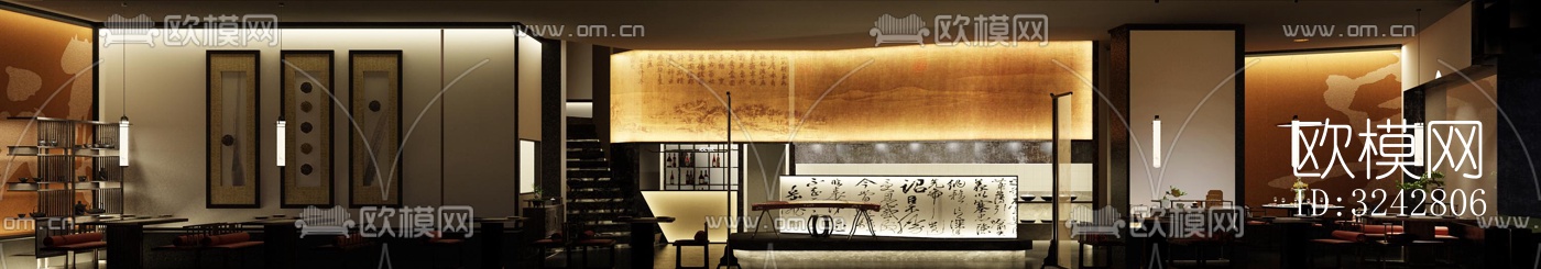新中式中餐厅效果图下载（渲染图9）