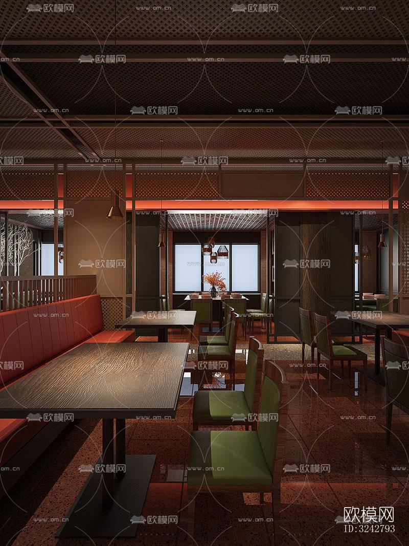 新中式中餐厅效果图下载（渲染图10）