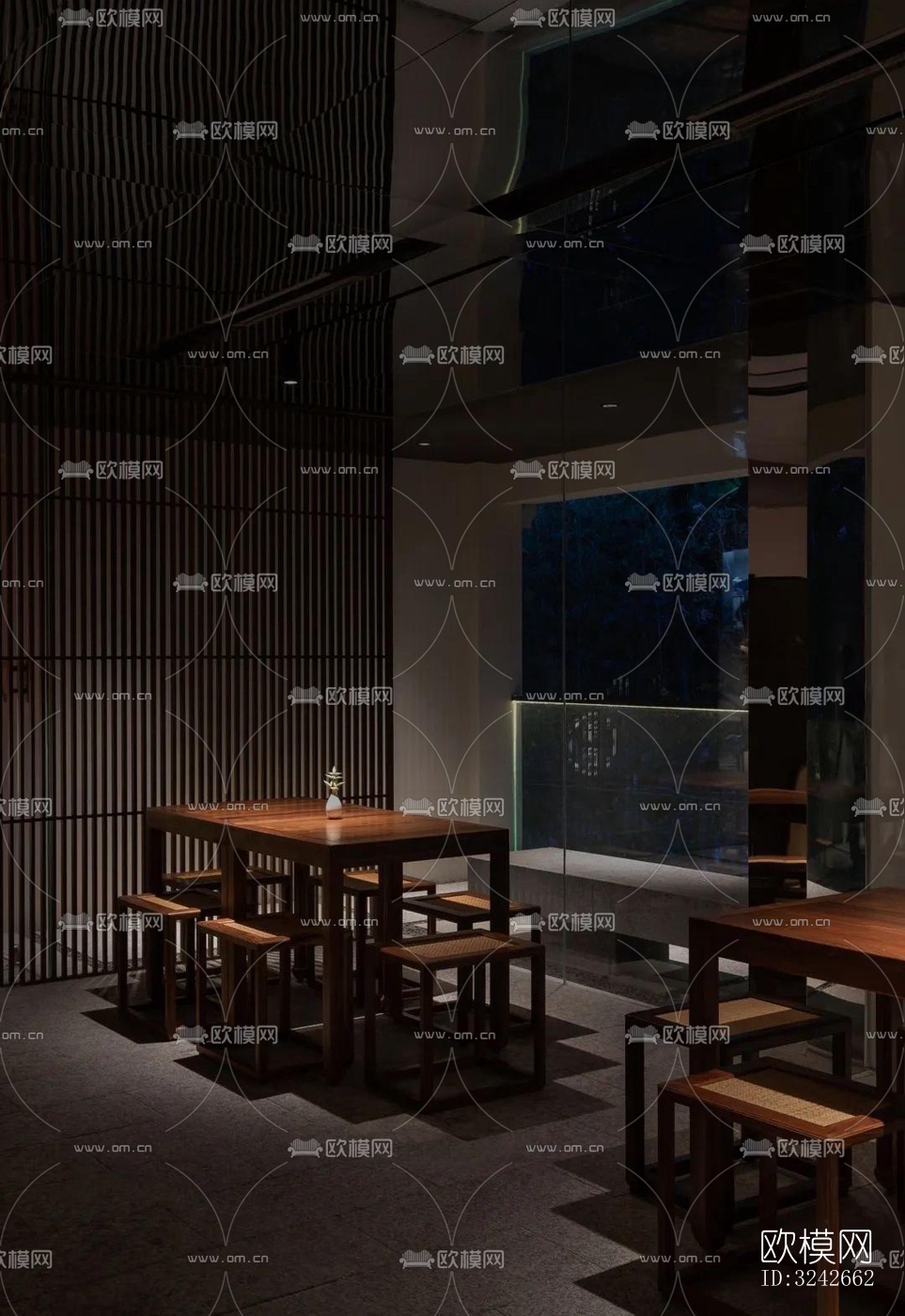 新中式中餐厅效果图下载（渲染图11）