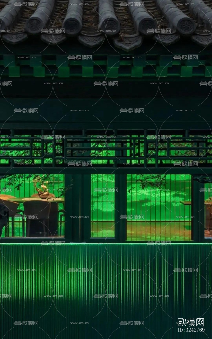 新中式中餐厅效果图下载（渲染图7）